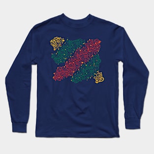 Lithuanian Vine Pattern - Yellow, Green and Red Long Sleeve T-Shirt